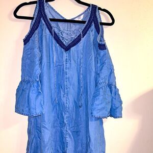 Crown and Ivy cold shoulder tie front denim dress size small
